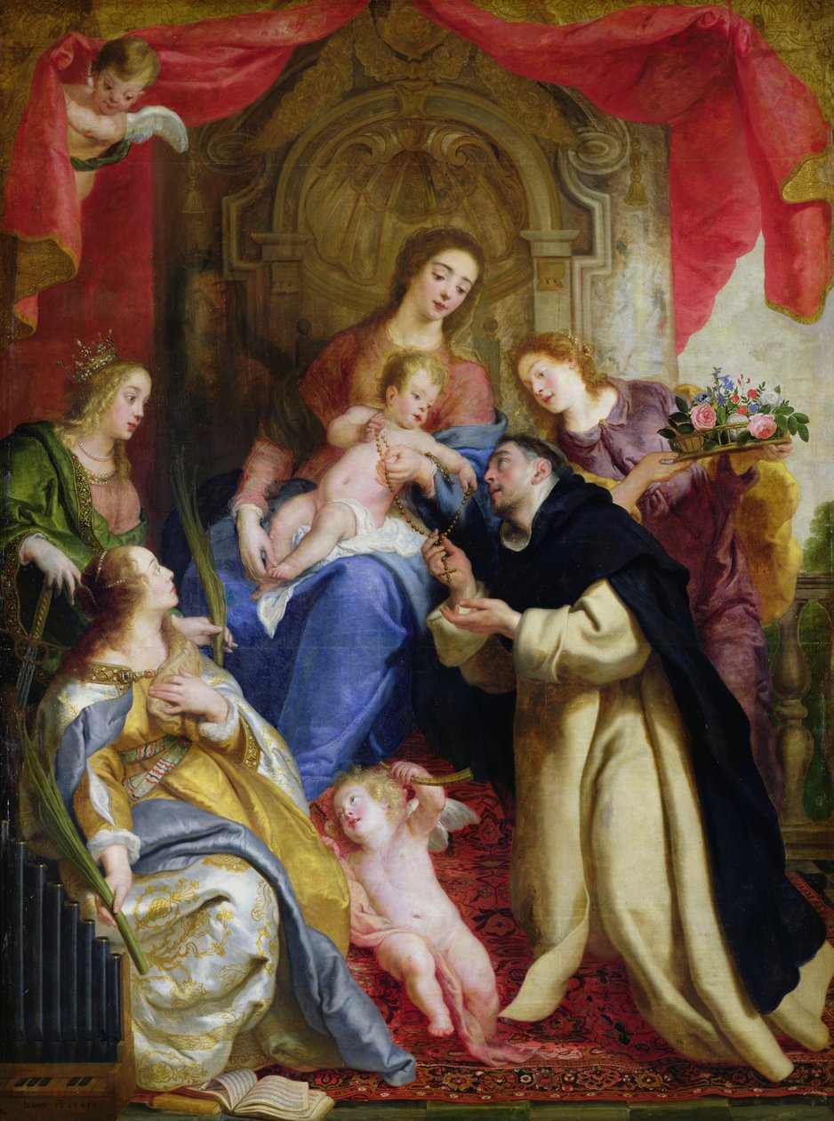 A Virgem Oferecendo o Rosário a São Domingos, 1641 de Gaspar De Crayer