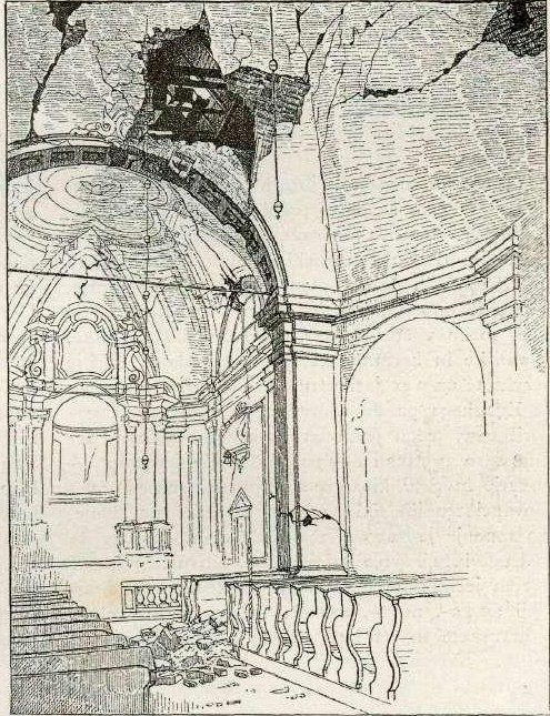 A igreja paroquial em Vodice depois do terremoto de Gaspar Porenta