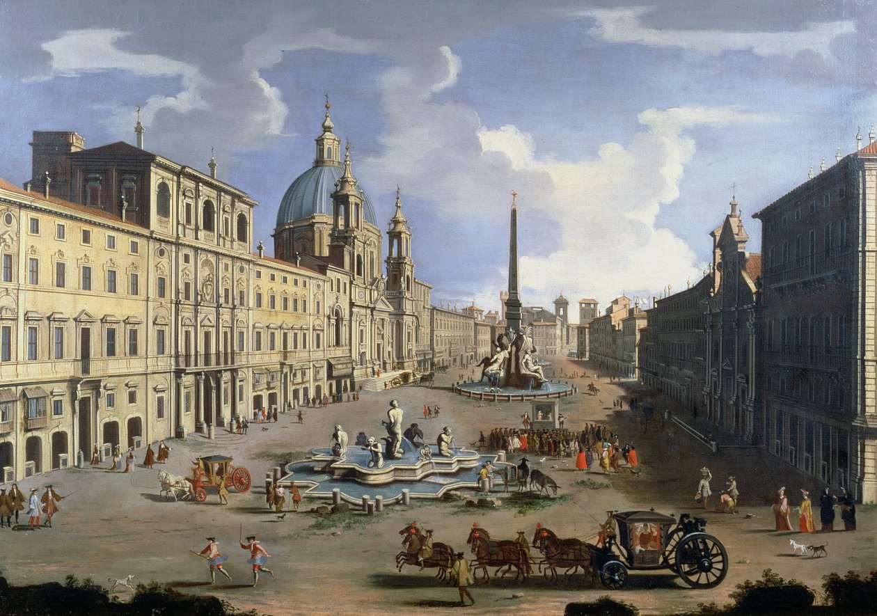 Uma vista da Piazza Navona, em Roma de Gaspar van Wittel