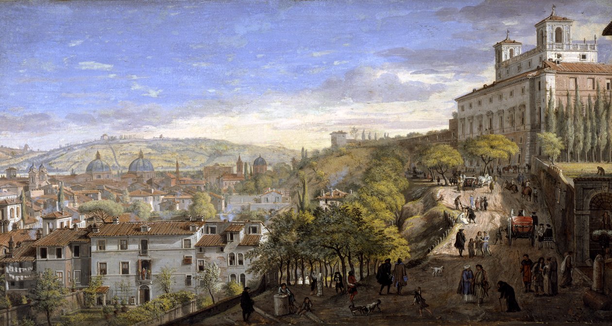 Vista da Villa Medici, Roma (têmpera sobre papel) de Gaspar van Wittel