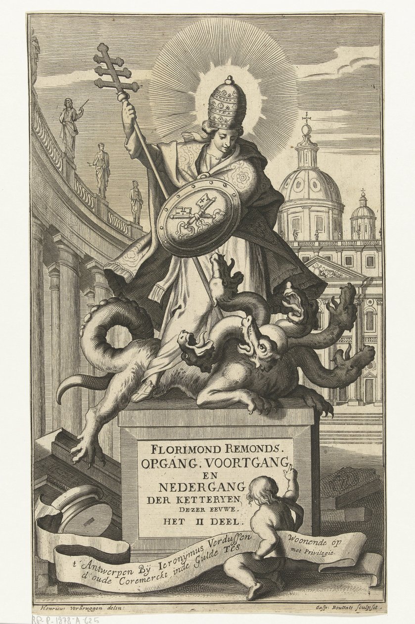 O catolicismo supera a heresia
Ascensão, progresso e queda das heresias dos séculos. (título sobre o objecto) de Gaspar Bouttats
