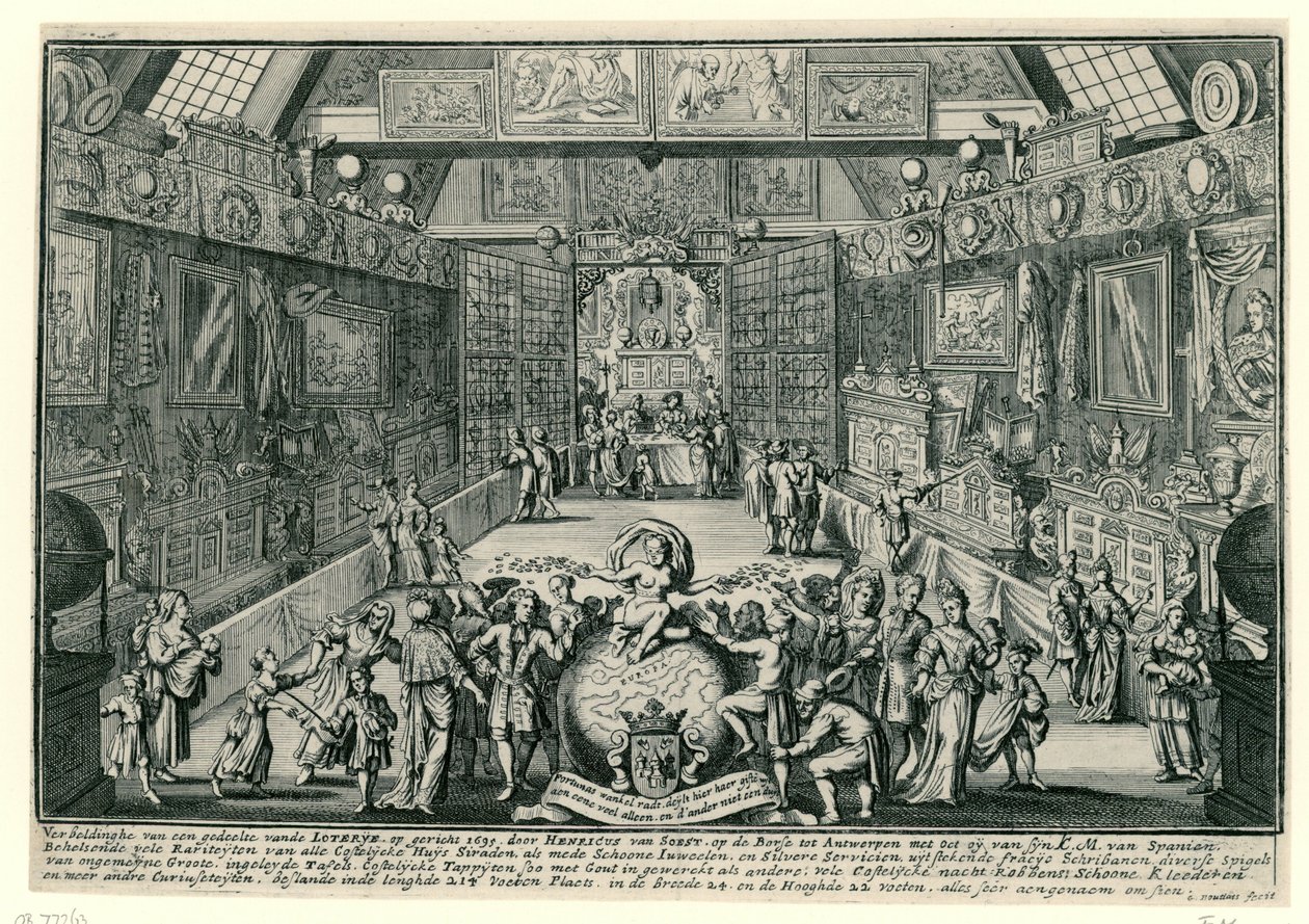 A loteria de Henricus van Soest em Antuérpia, 1695 de Gaspar Bouttats