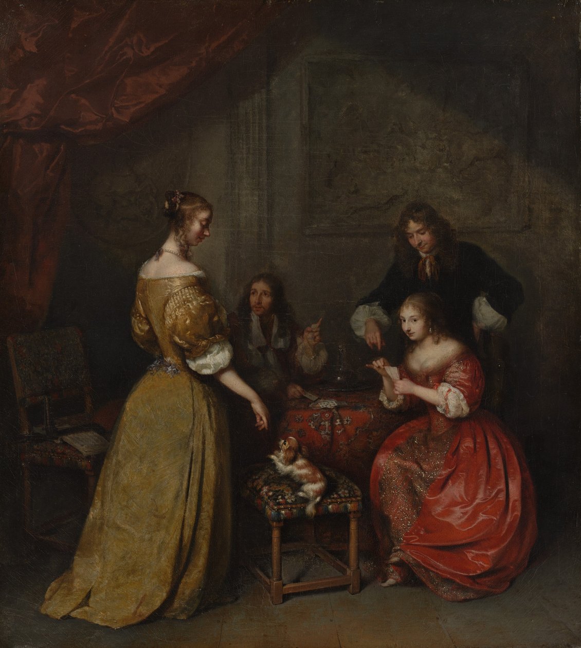 A Festa do Cartão, c. 1665. de Gaspar Netscher