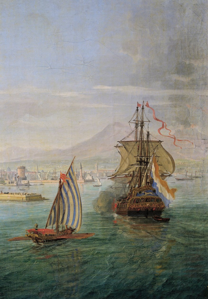 Itália, Florença, Vista de Nápoles a partir do mar, detalhe de Gaspar van Wittel