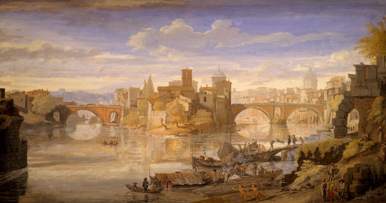 Ilha Tiber, de Gaspar van Wittel (cerca de 1652-1736) de Gaspar van Wittel