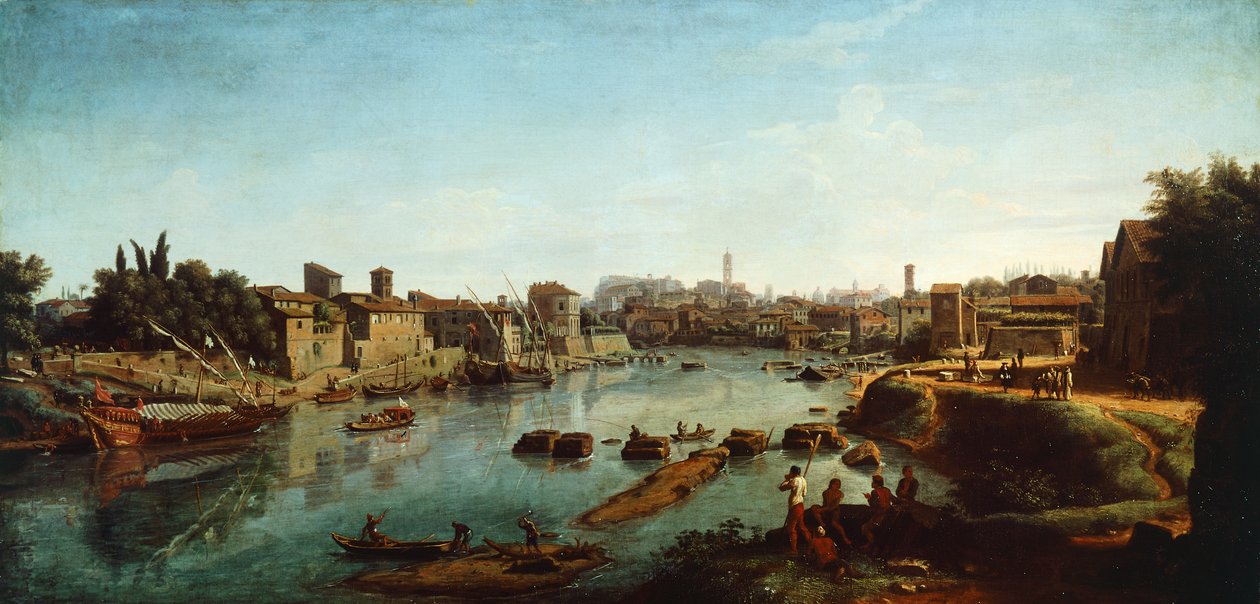Vista do Tiber, por Gaspar van Wittel (cerca de 1652-1736) de Gaspar van Wittel