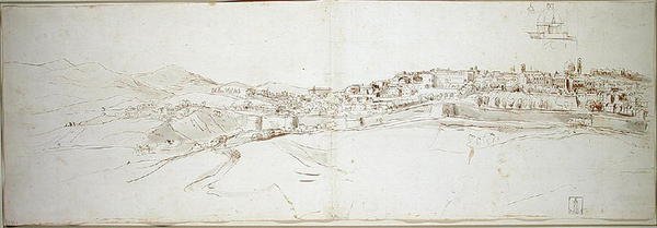 Vista de Urbino do colle di San Donato (giz sobre papel) de Gaspar van Wittel