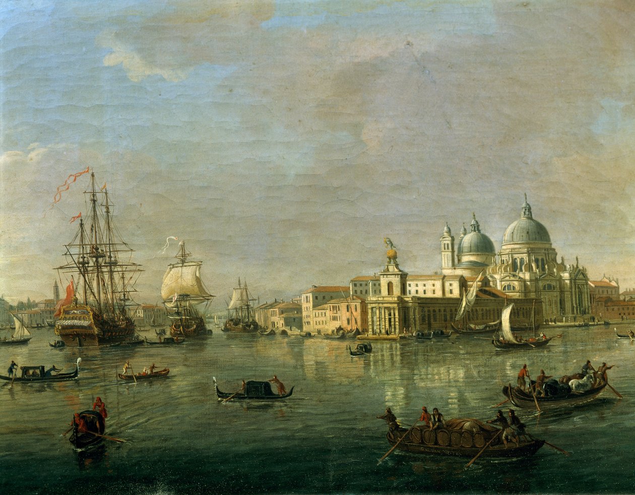 Vista de Veneza com Giudecca e Alfândega, por Gaspar van Wittel (1652 ou 1653-1736), óleo sobre tela, 27x42 cm, detalhe de Gaspar van Wittel