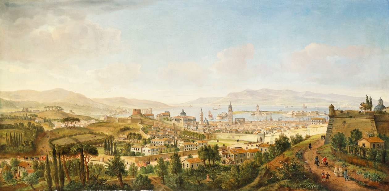 Vista panorâmica de Messina, na Sicília, de Gaspar van Wittel