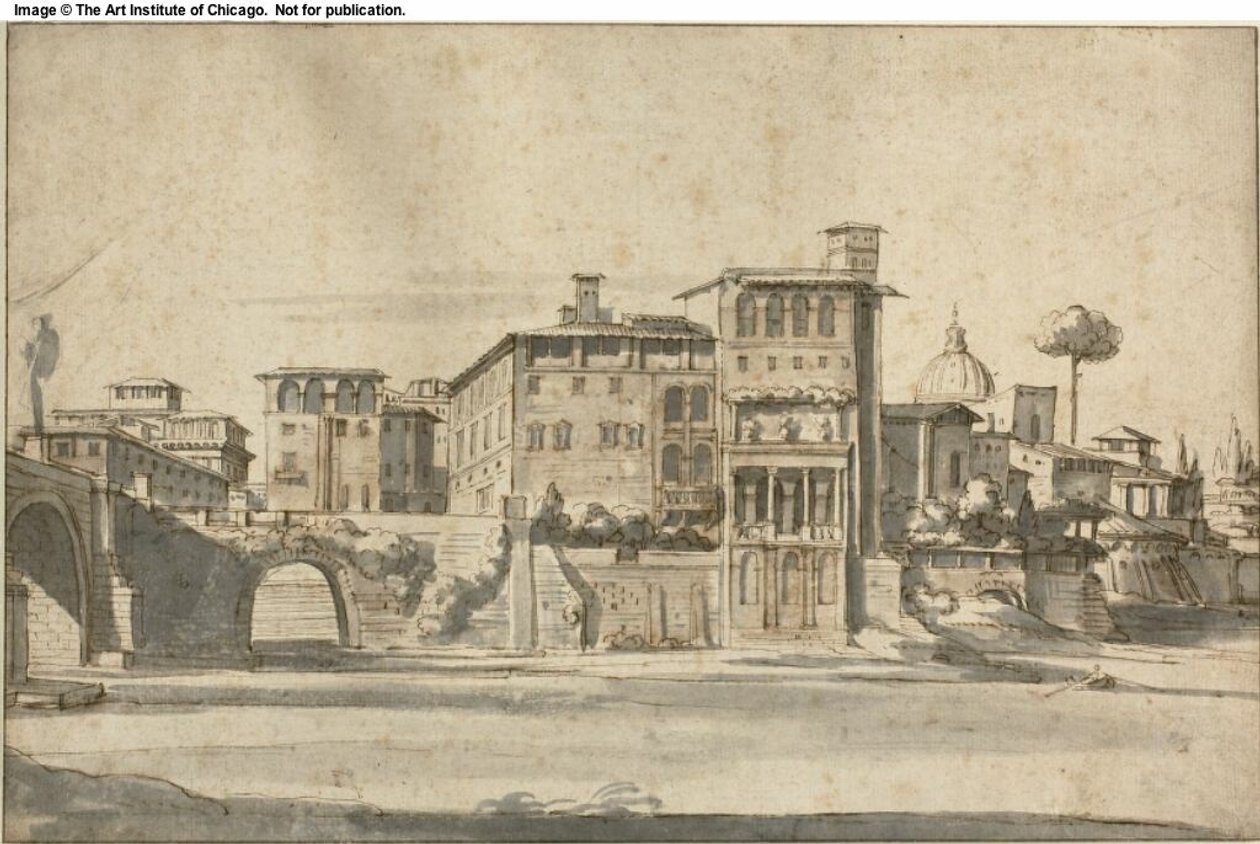 Casas sobre o rio Tibre de Gaspar van Wittel
