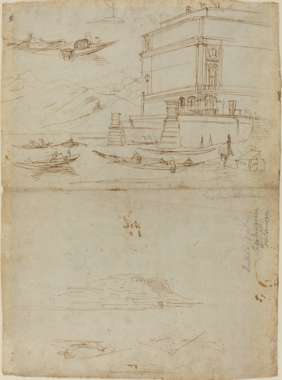 Estudos do Lago Maggiore e da Entrada de um Palazzo de Gaspar van Wittel