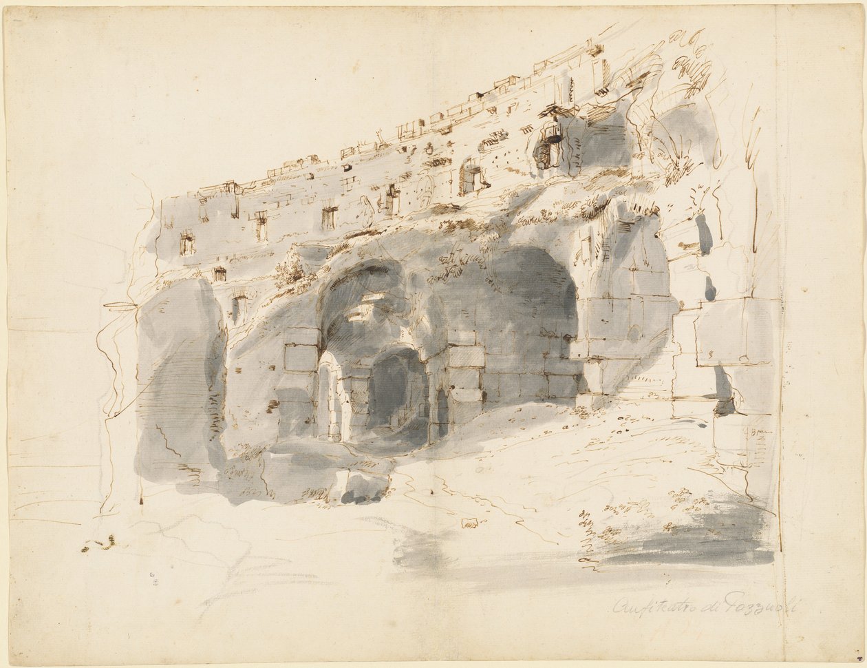 As ruínas de um anfiteatro antigo de Gaspar van Wittel