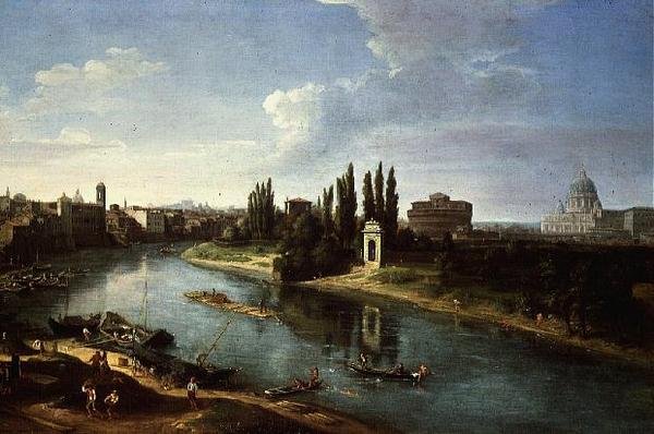 Vista do rio Tibre em Roma, do norte (par de 68187) de Gaspar van Wittel