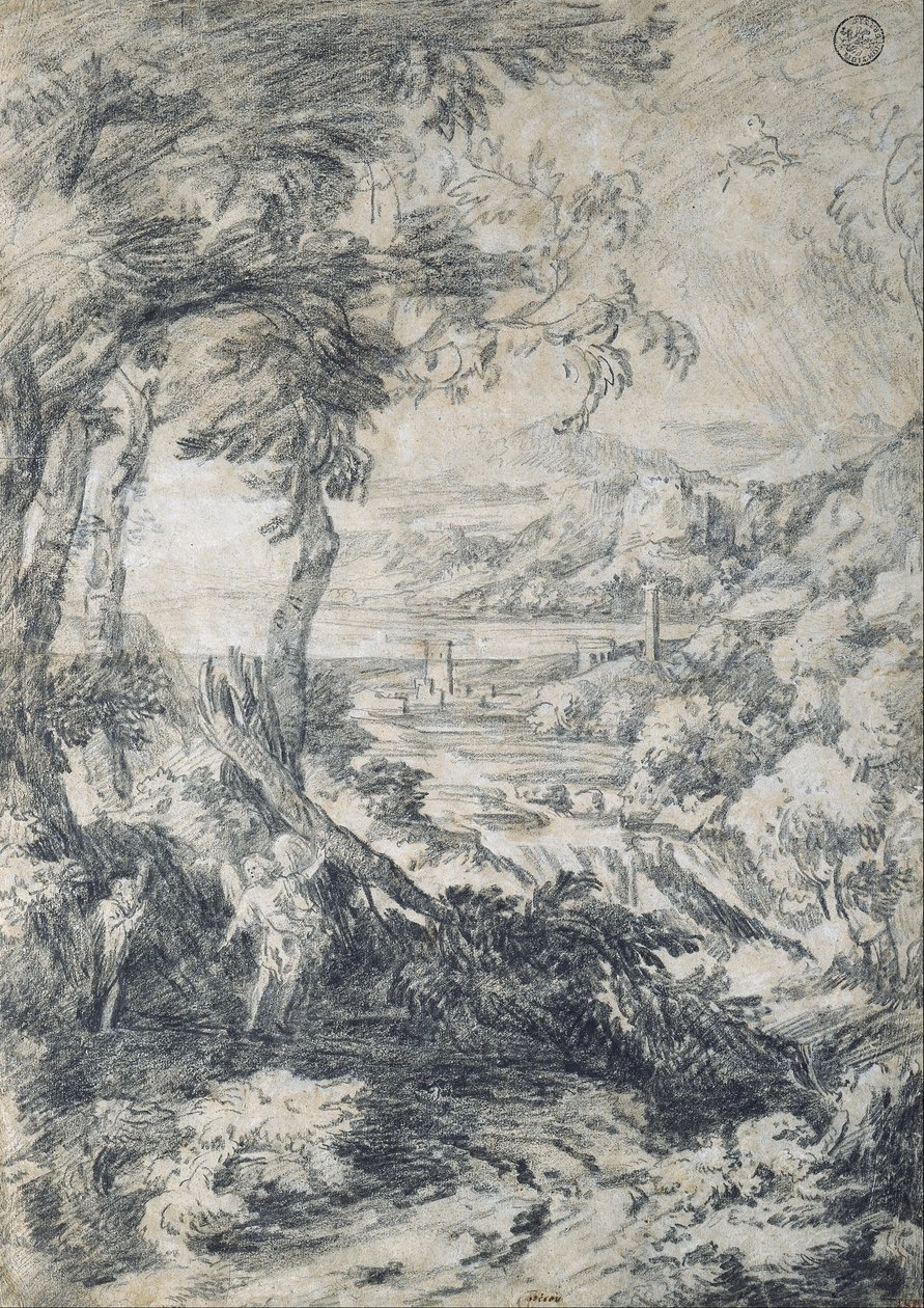 Paisagem com Elias e o Anjo no Monte Horebe de Gaspard Poussin Dughet