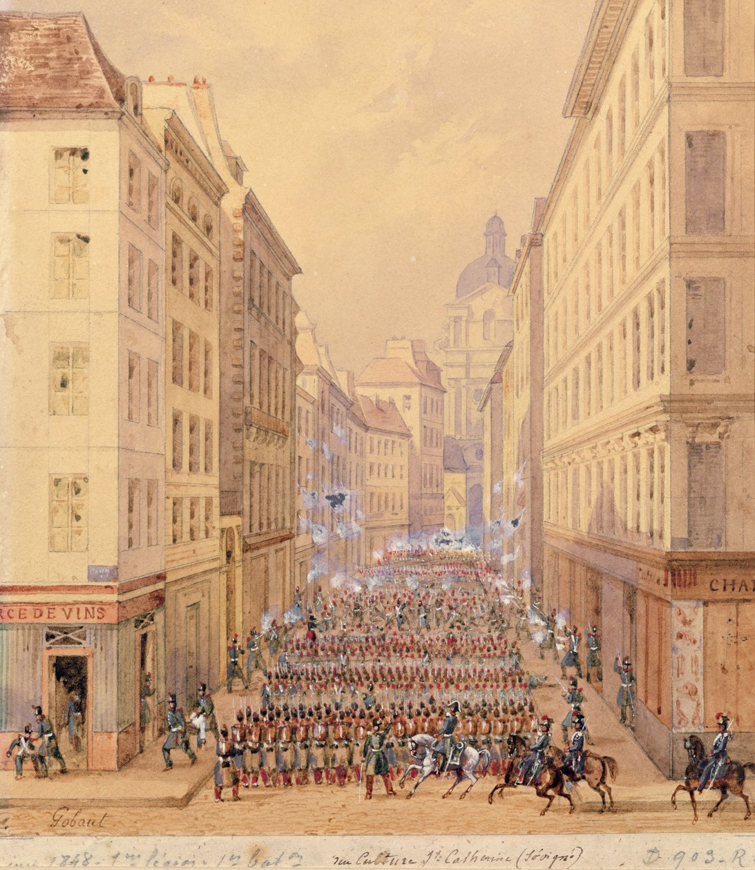 Marcha do Primeiro Batalhão, Rue Culture Sainte-Catherine, 1 de fevereiro de 1848 de Gaspard Gobaut