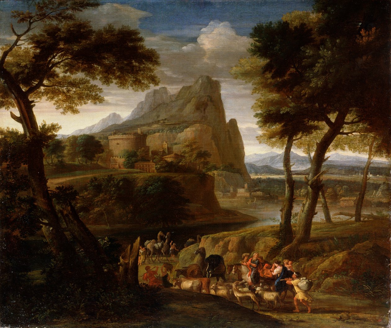 Paisagem com caravana, século XVII de Gaspard Dughet