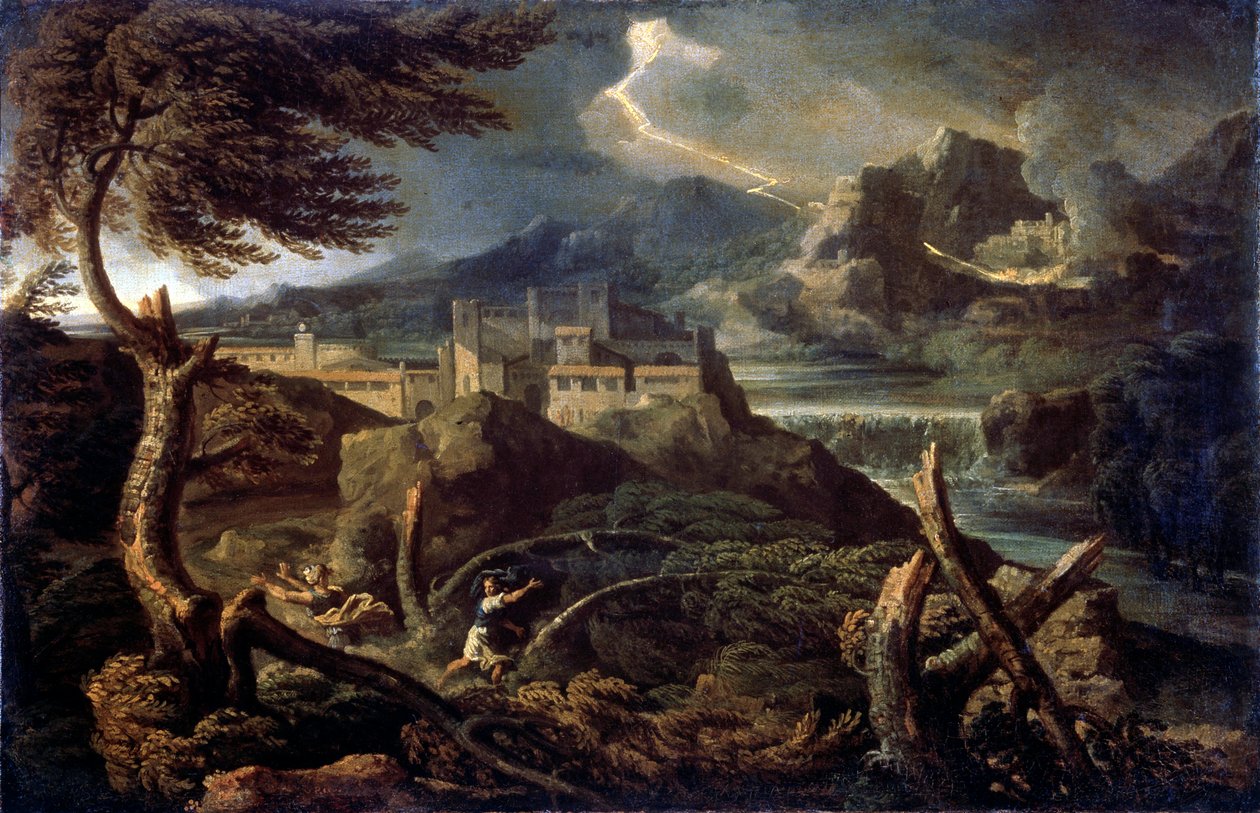 Paisagem com raios, década de 1660 de Gaspard Dughet