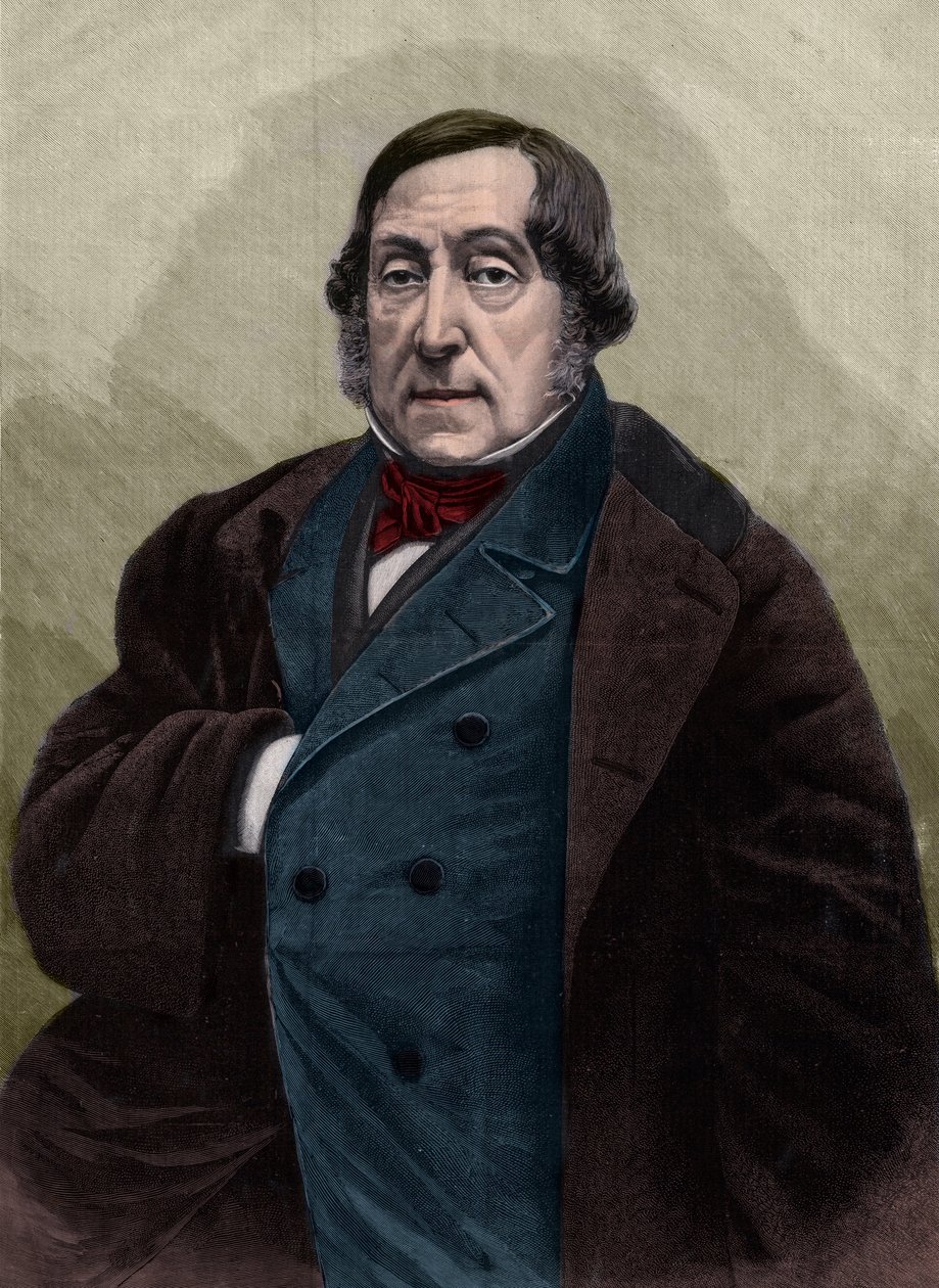 Retrato de Gioachino (Gioacchino) Rossini (1792-1868), gravura do compositor italiano após a fotografia de Nadar. de Gaspard Felix Tournachon Nadar