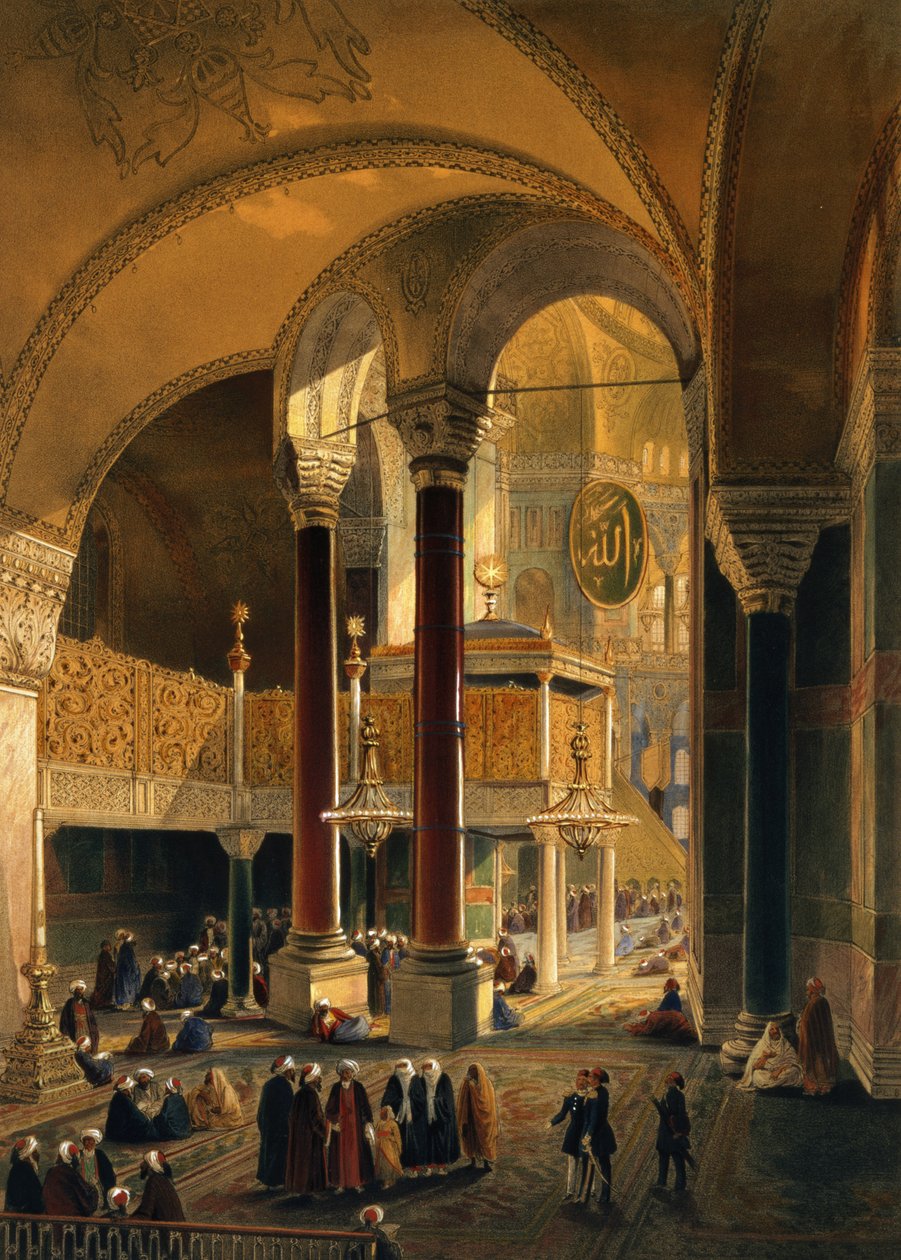 Santa Sofia, placa 8: a Galeria Imperial e caixa, gravada por Louis Haghe (1806-85) publicou 1852 de Gaspard Fossati