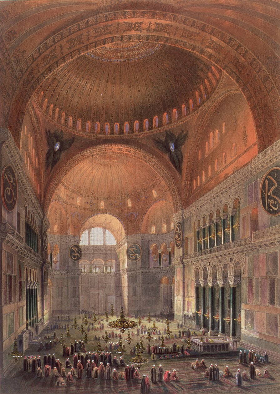 Interior de Haghia Sophia, Constantinopla, pub. 1852 de Gaspard Fossati