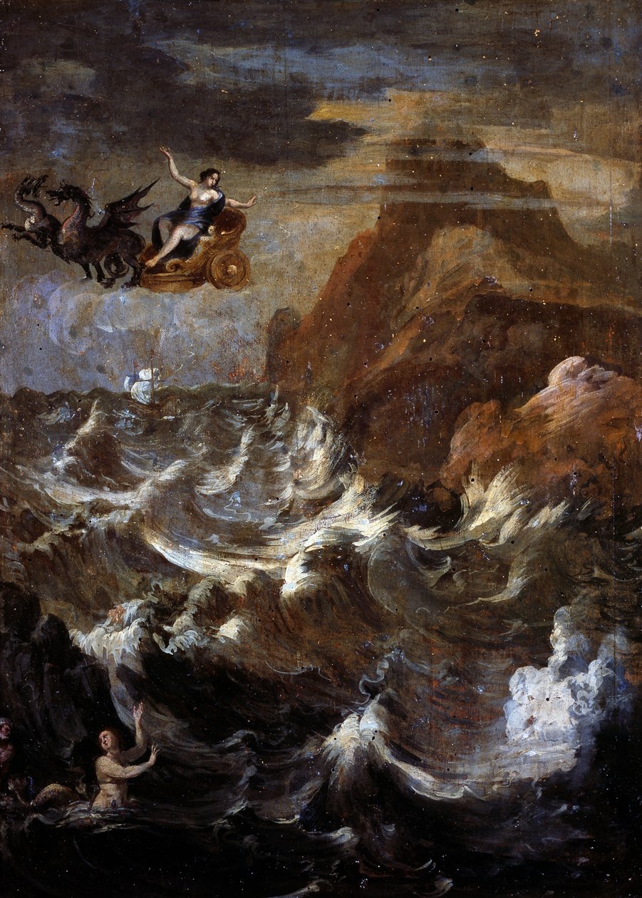 Campo com tempestade (óleo sobre painel) de Gaspard Poussin (school of) Dughet