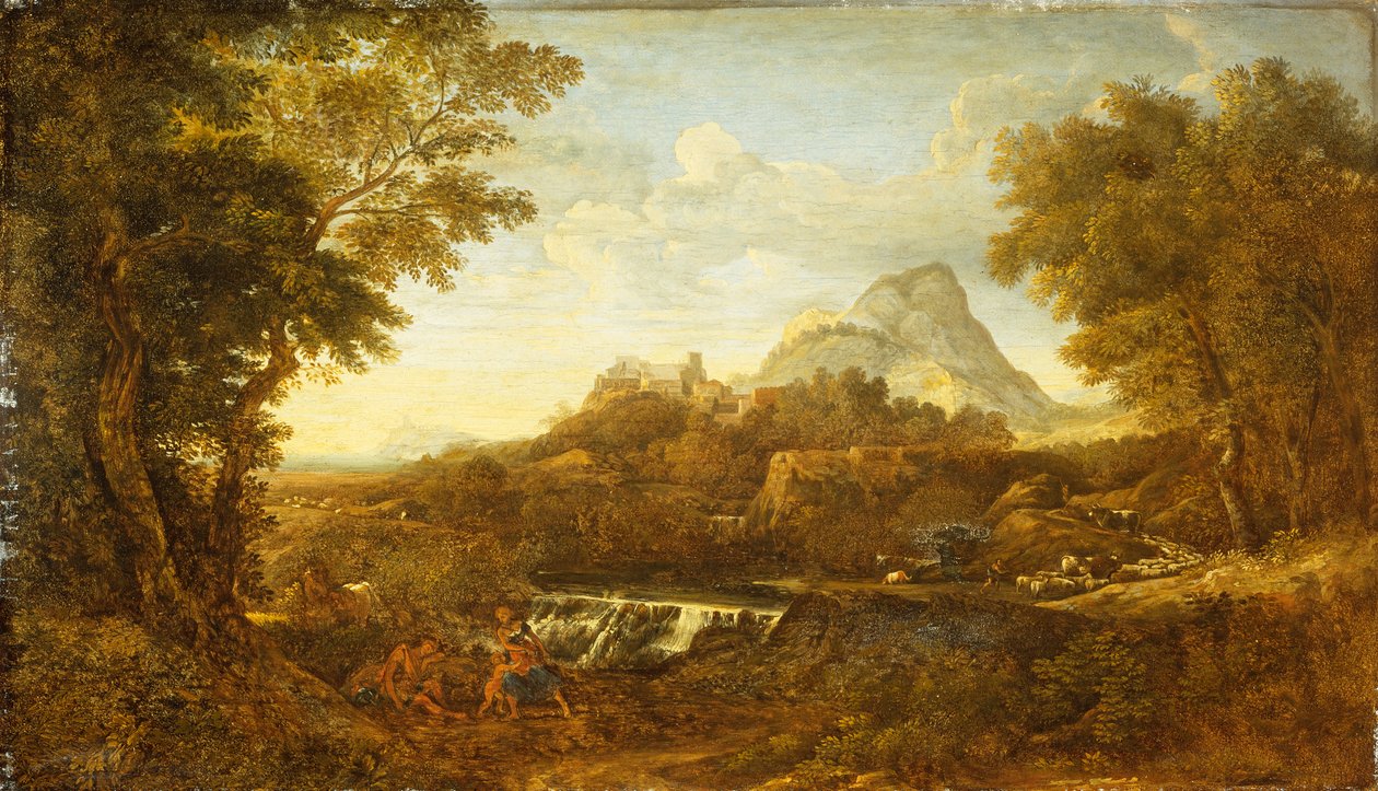 Rinaldo e Armida, Amantes de Gerusalemme Liberata (óleo) de Gaspard Poussin (school of) Dughet
