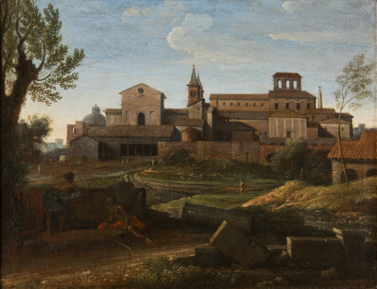 Uma paisagem italiana com vista de São João em Laterano, c.1672-75 (óleo sobre tela) de Gaspard Poussin Dughet