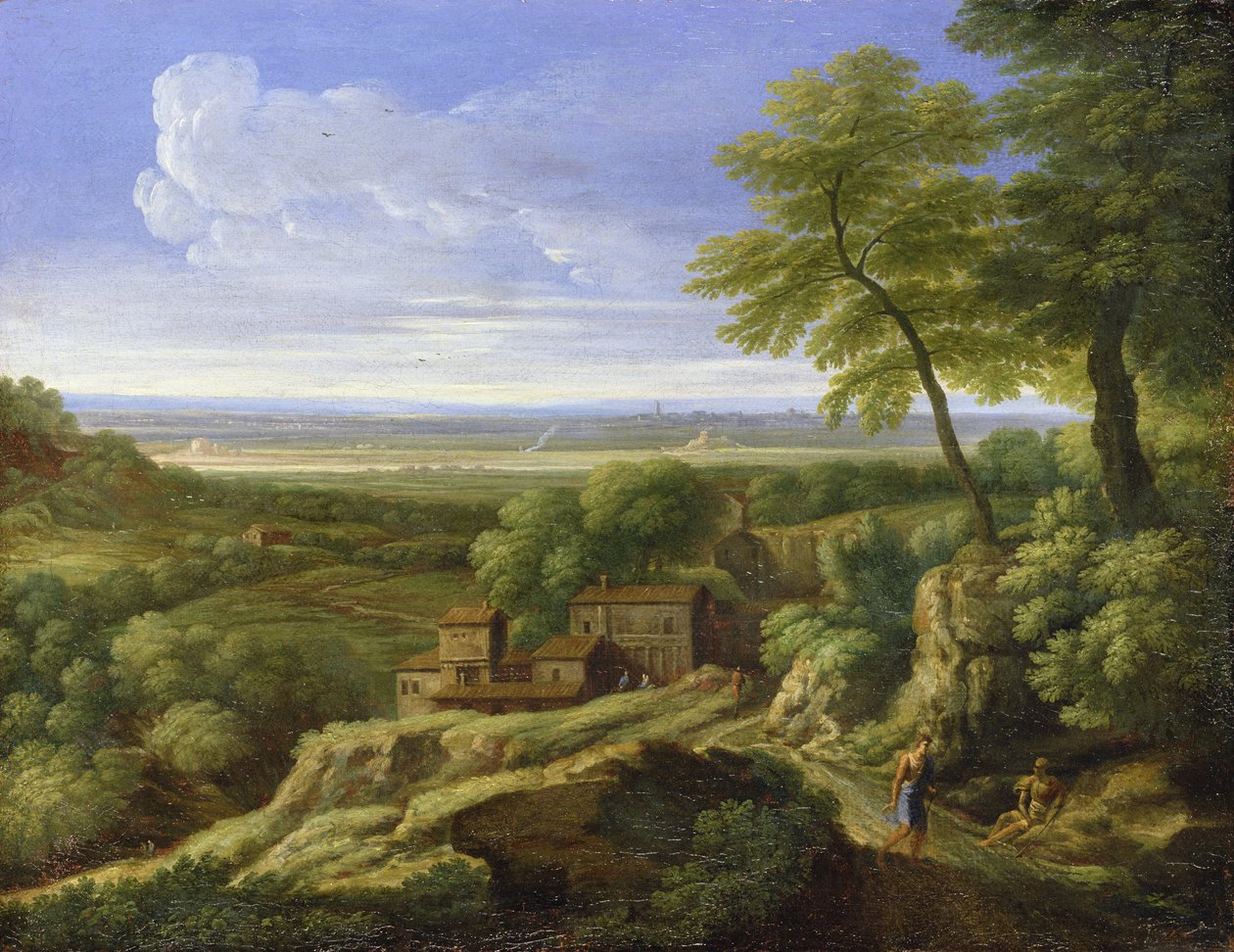 Paisagem clássica (óleo sobre tela) de Gaspard Poussin Dughet