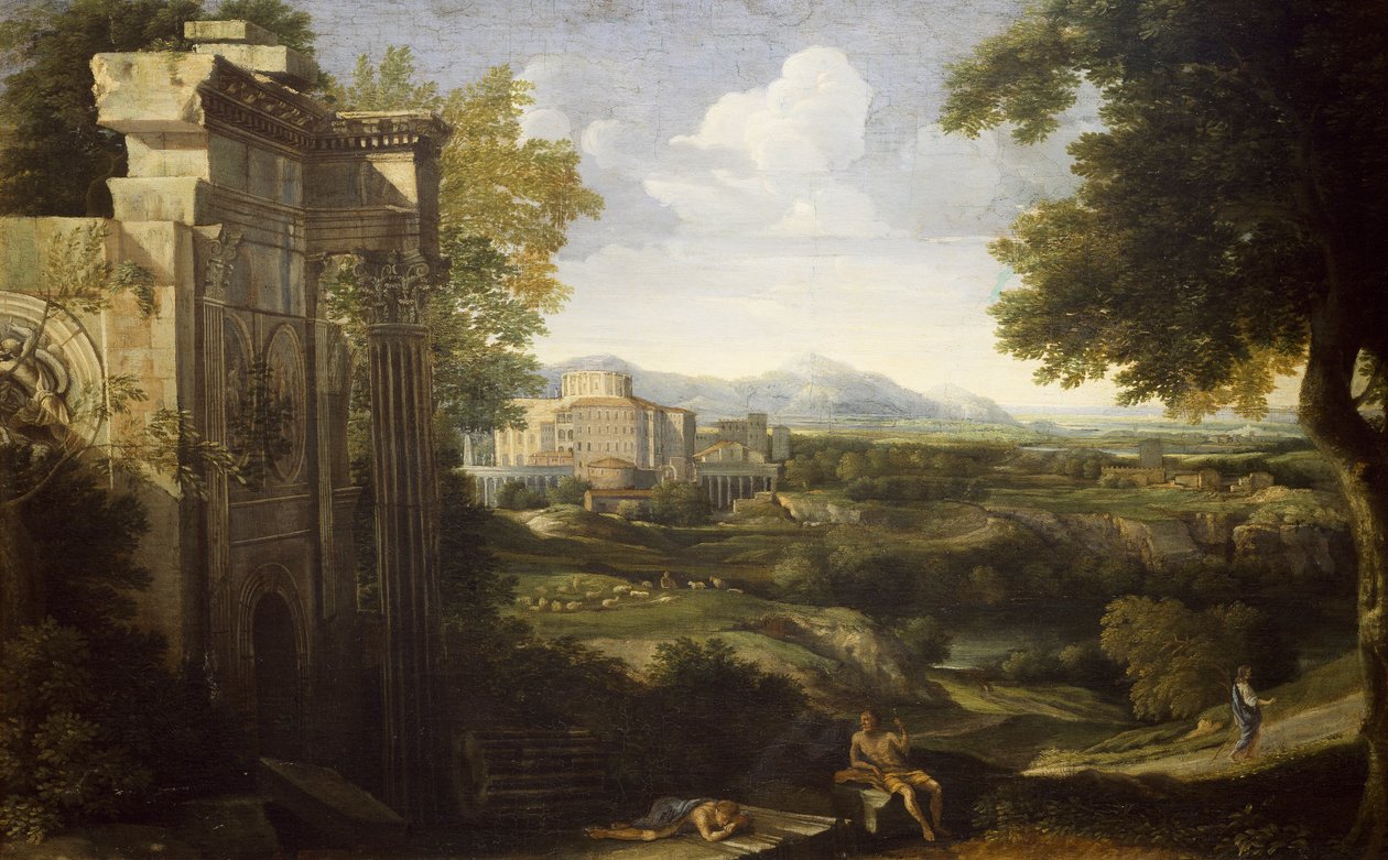 Paisagem italiana com ruínas de Gaspard Poussin Dughet