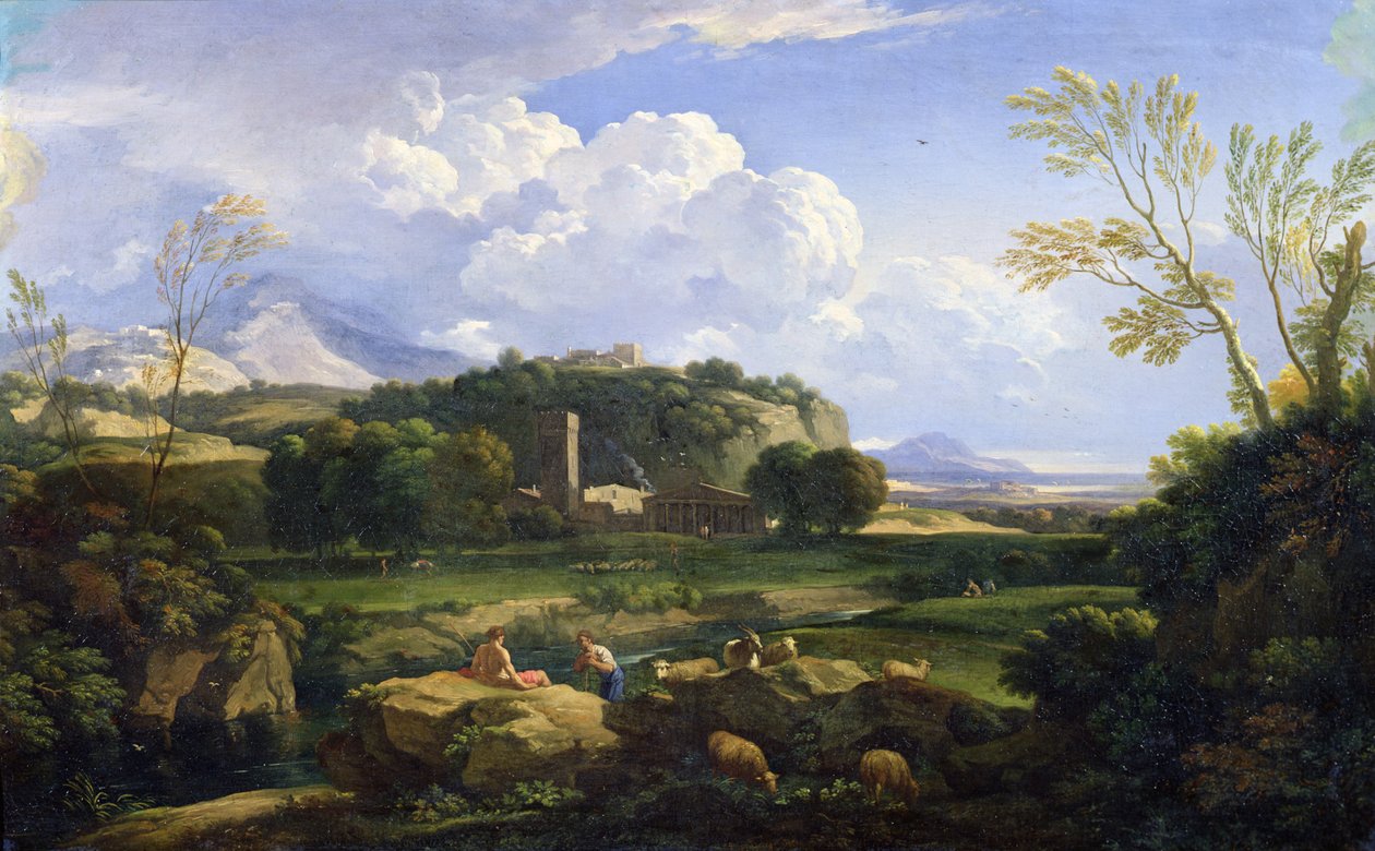 Vista da Campagna Romana (óleo sobre tela) de Gaspard Poussin Dughet