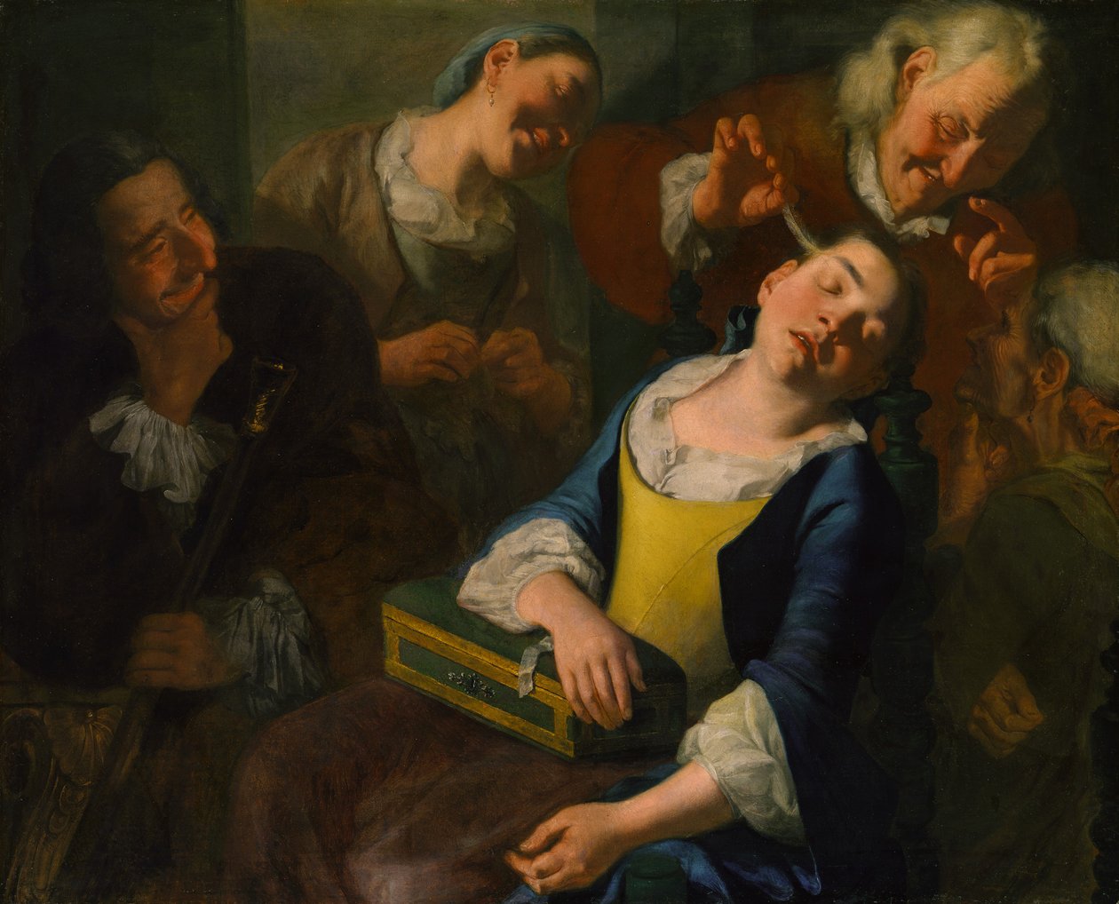 Provocando uma menina adormecida, ca. 1760. de Gaspare Traversi