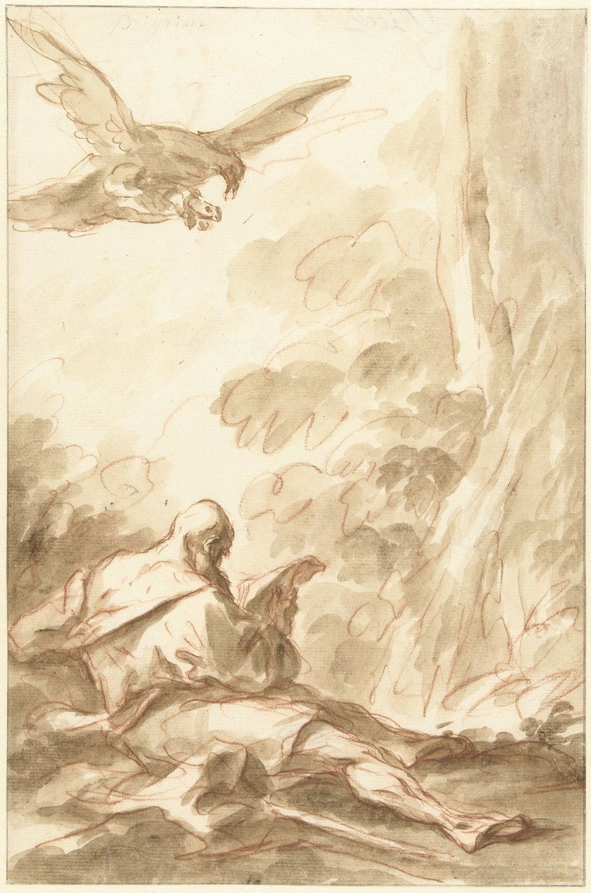 Elijah alimentado pelos corvos de Gasparo Diziani (attributed to)