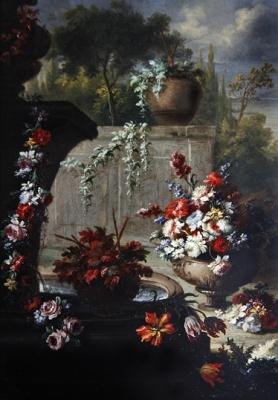 Natureza morta das flores em vasos ornamentais (óleo sobre cobre) (par ao 379514) de Gasparo Lopez