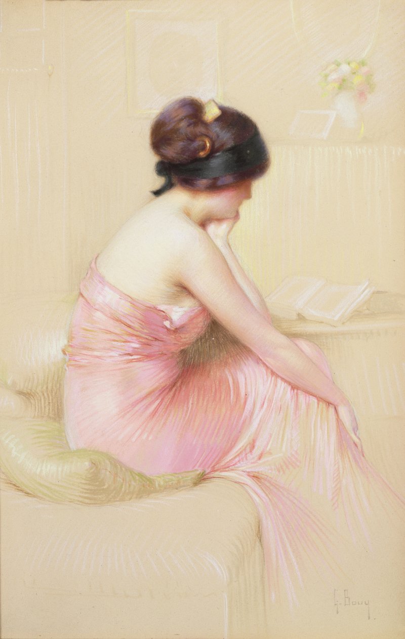Meditação (pastel sobre papel) de Gaston Bouy