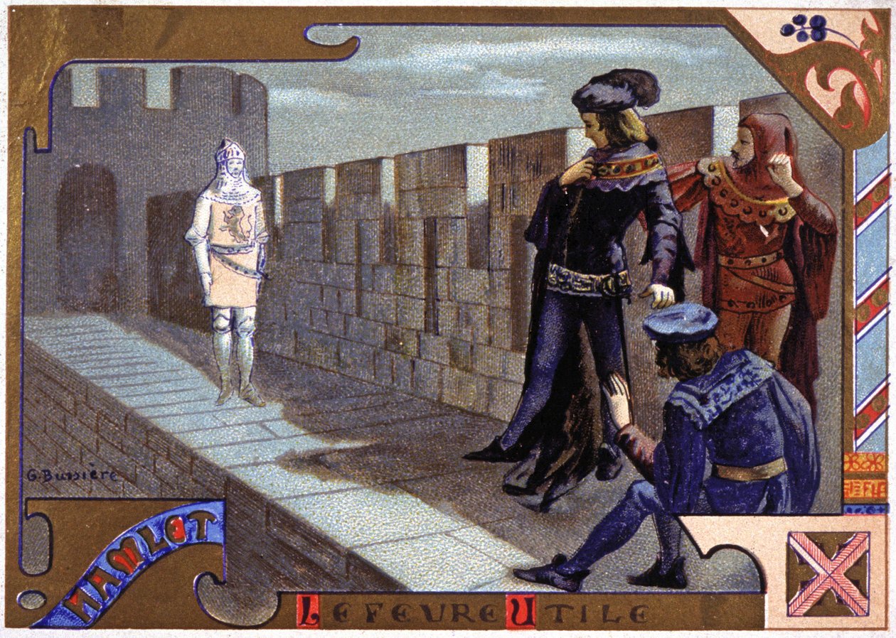 Aparição do fantasma do pai a Hamlet de Gaston Bussiere