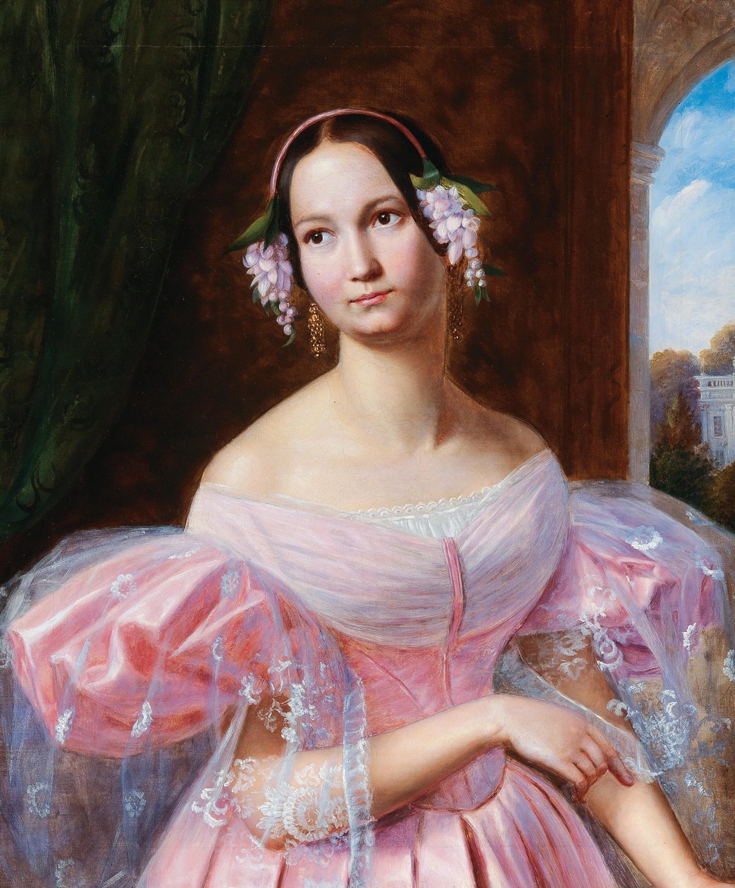 Retrato de Helene de Mecklenburg-Schwerin 1814-1858, Duquesa de Orleans como noiva, década de 1830. de Gaston Camillo Lenthe