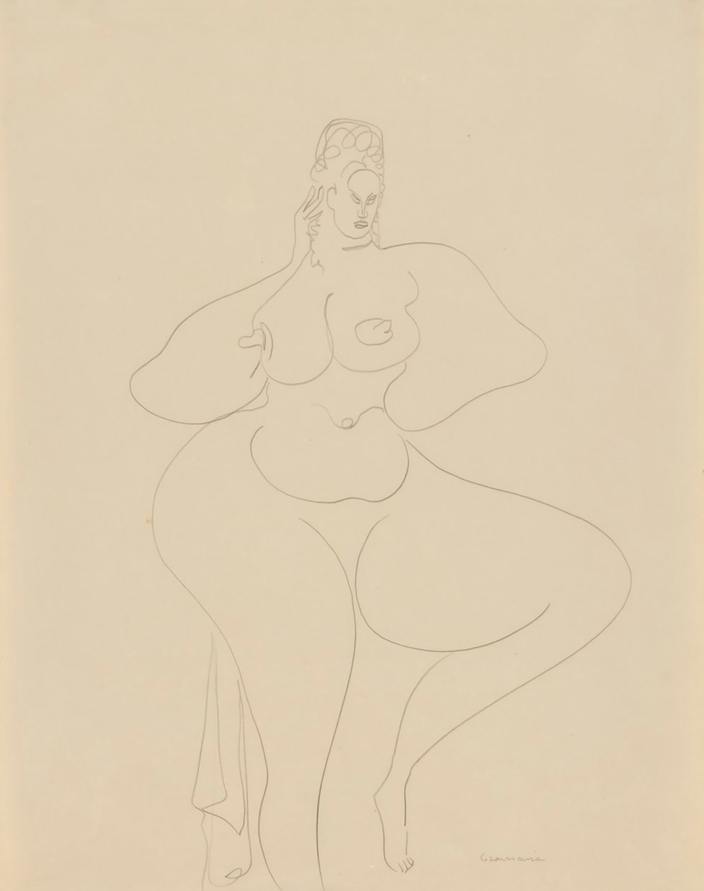 (Bailarina nua com drapeado) de Gaston Lachaise
