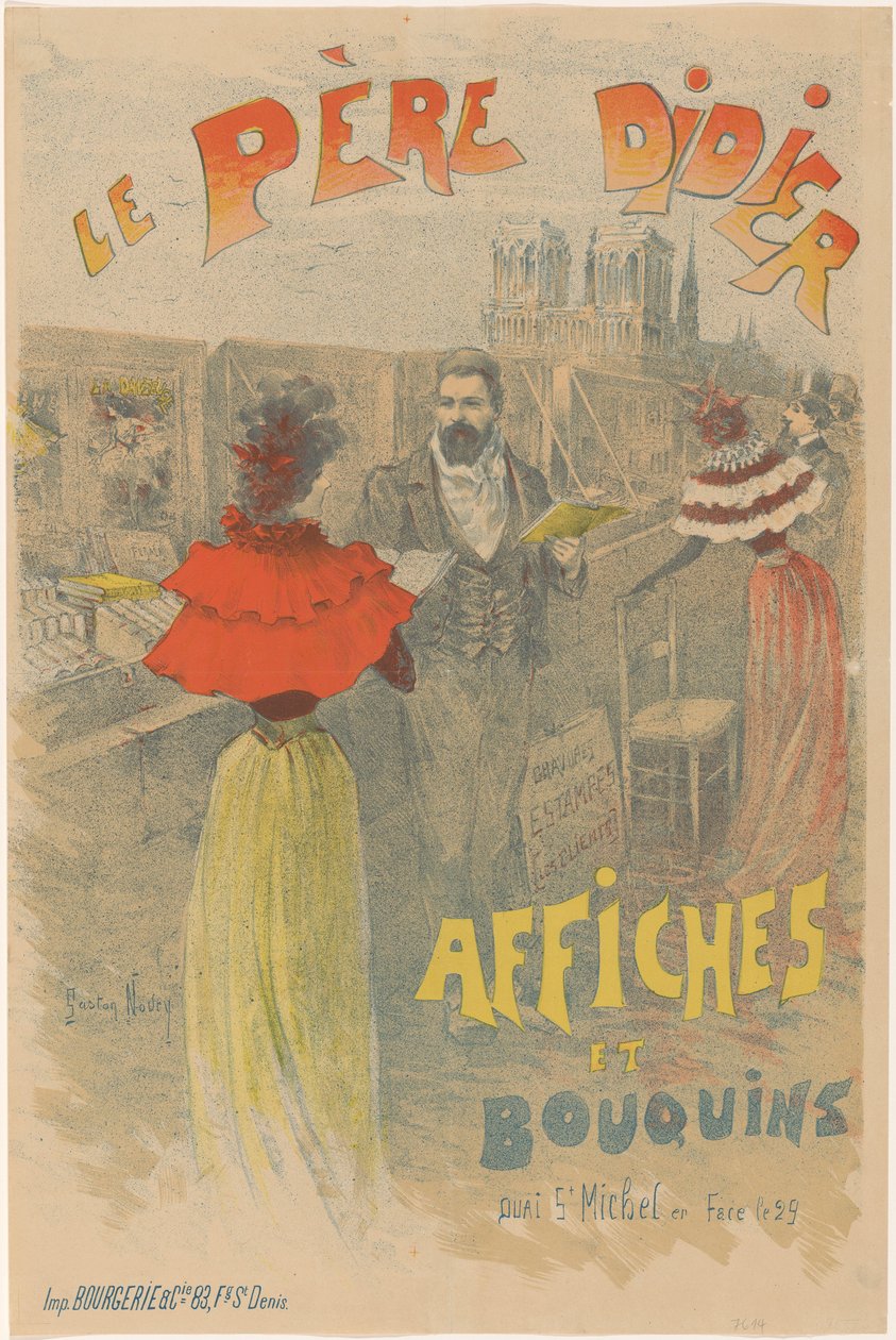 Poster para o Père Didier, livreiro e vendedor de posters
Le Père Didier affiches et bouquins (título sobre o objecto) de Gaston Noury