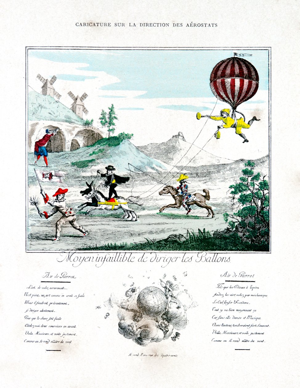 Caricatura na direção do Aerostat, 1887 de Gaston Tissandier