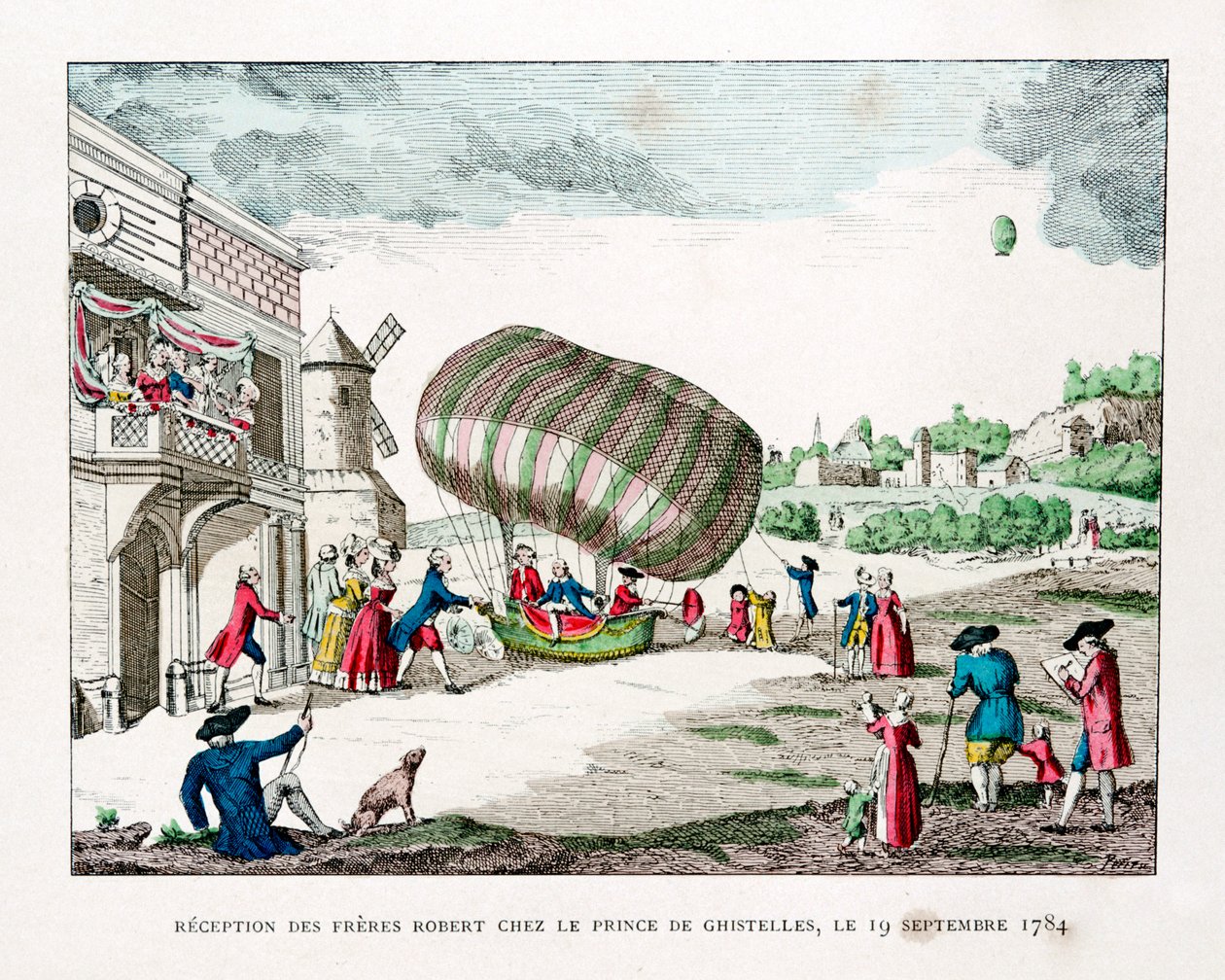 Recepção dos irmãos Robert pelo príncipe de Ghistelles em 1784, 1887 de Gaston Tissandier