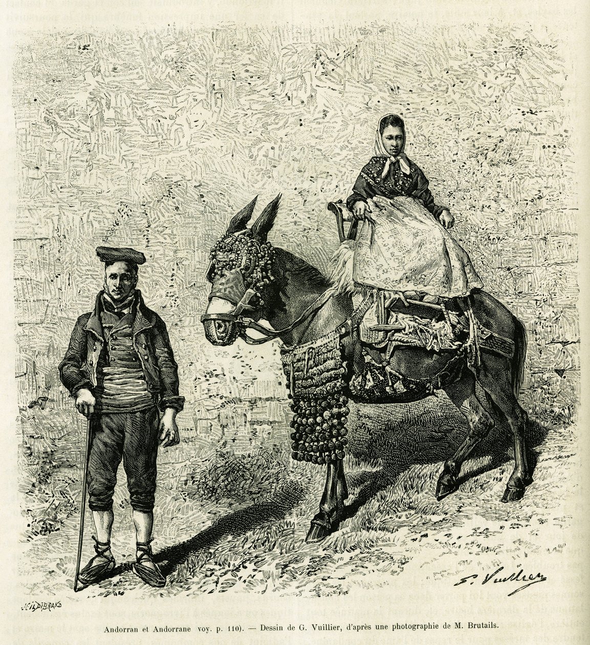 Andorra e Andorra. Gravura de G.Vuillier, para ilustrar a história Le val d