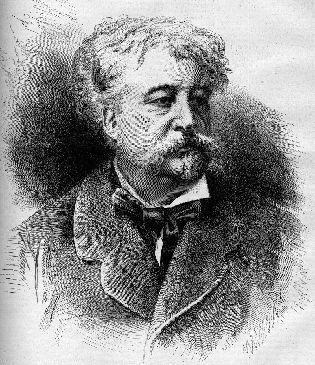 Retrato de Jules Noriac (1827-1882) escritor, crítico e jornalista francês. Gravura de G. Vuillier em "Le Monde Illustré" n°1332 de 7 de outubro de Gaston Vuillier