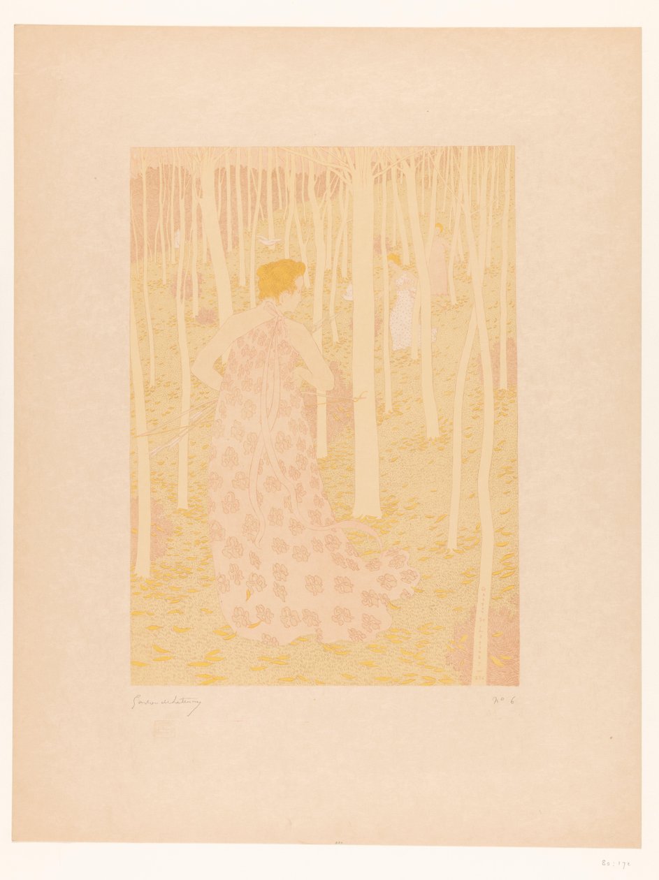 Mulheres a caçar numa floresta
Chasseresses (título original) de Gaston de Latenay (signed by artist)