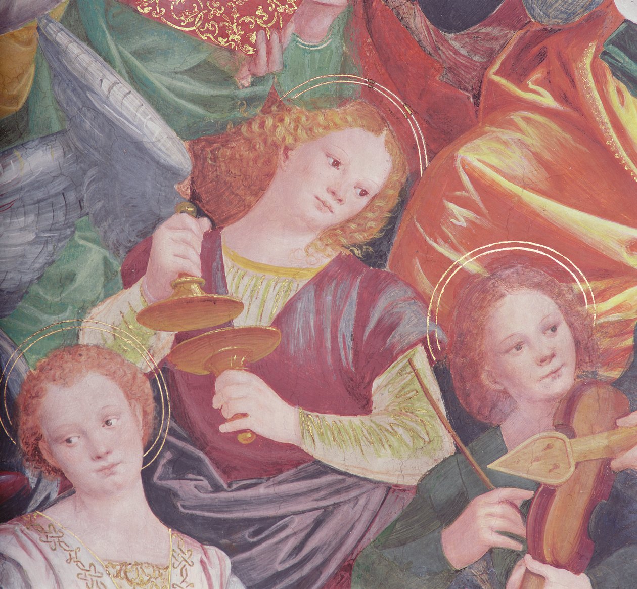 O Concerto dos Anjos, 1534-36 (detalhe) (ver 175762) de Gaudenzio Ferrari