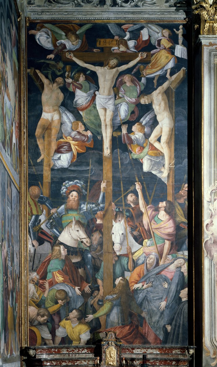 Crucificação, fresco, por Gaudenzio Ferrari (1475-1546) de Gaudenzio Ferrari
