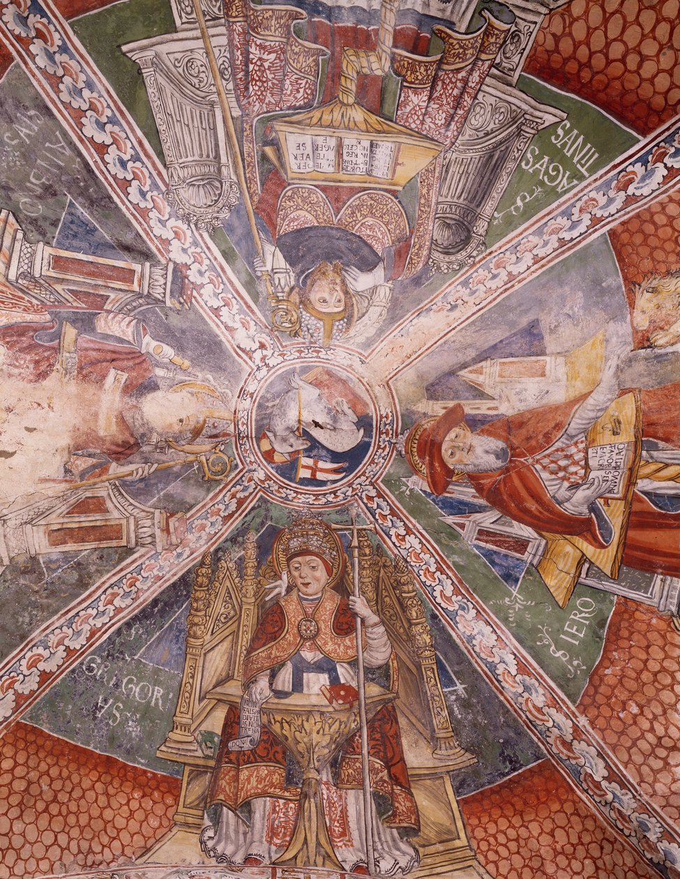Doutores da Igreja, fresco de Gaudenzio Ferrari (1475-1546), Basílica de San Giulio, Ilha de San Giulio, Orta San Giulio, Itália de Gaudenzio Ferrari