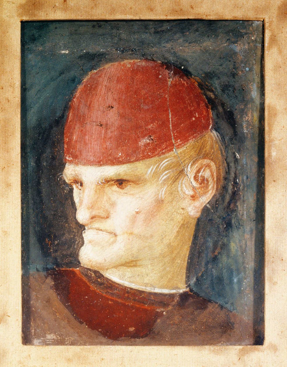 Itália, Varallo, Fragmento de fresco de uma cabeça de Gaudenzio Ferrari