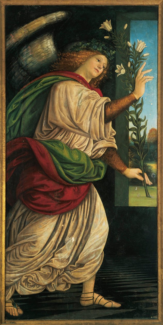 Itália, Varallo, pintura de O Arcanjo Gabriel de Gaudenzio Ferrari