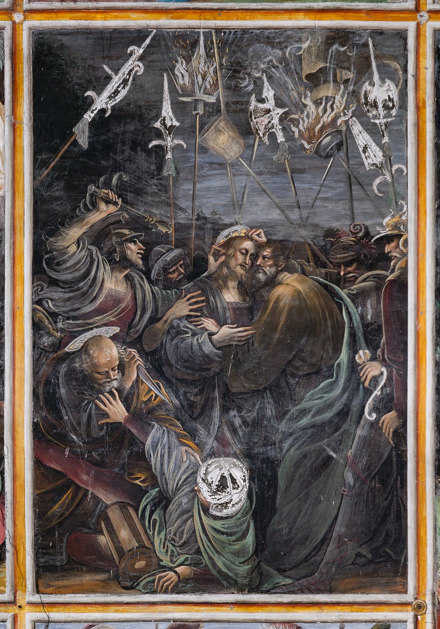 Beijo de Judas, detalhe de "A vida e a Paixão de Cristo" de Gaudenzio Ferrari