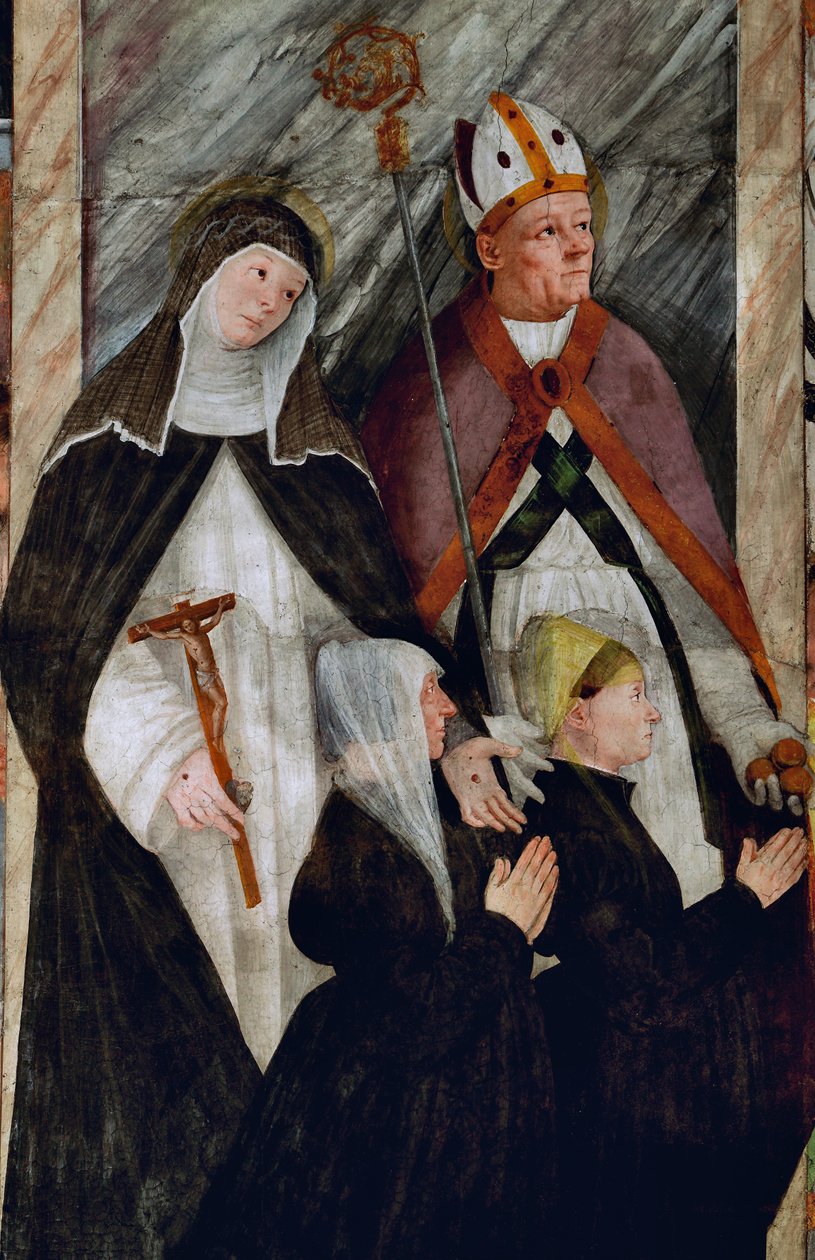 Santa Catarina de Siena, São Nicolau de Bari e dois licitantes de joelhos de Gaudenzio Ferrari